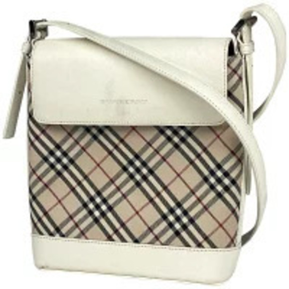 Burberry Handbags - Burberry Check Shoulder Bag Crossbody Canvas White Beige